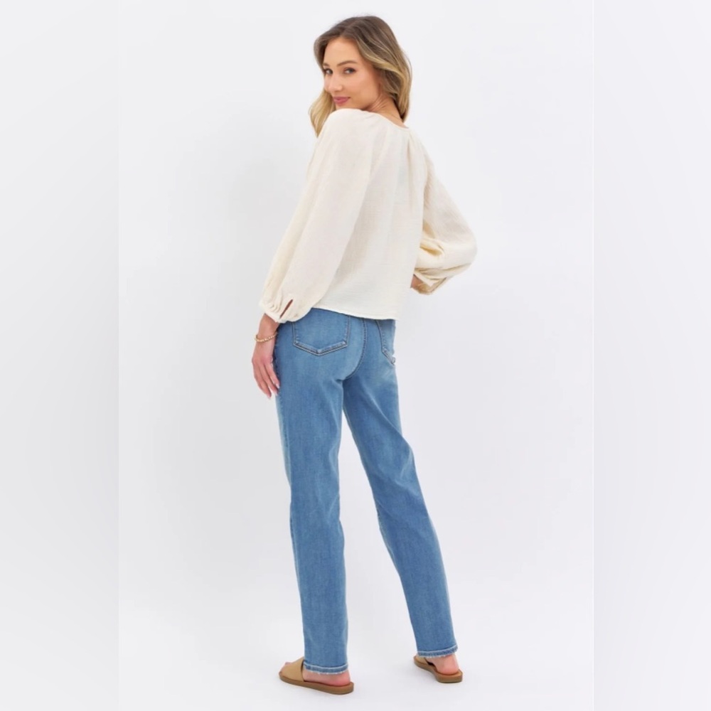 Judy Blue High Waisted Blue Denim Straight Leg Jeans